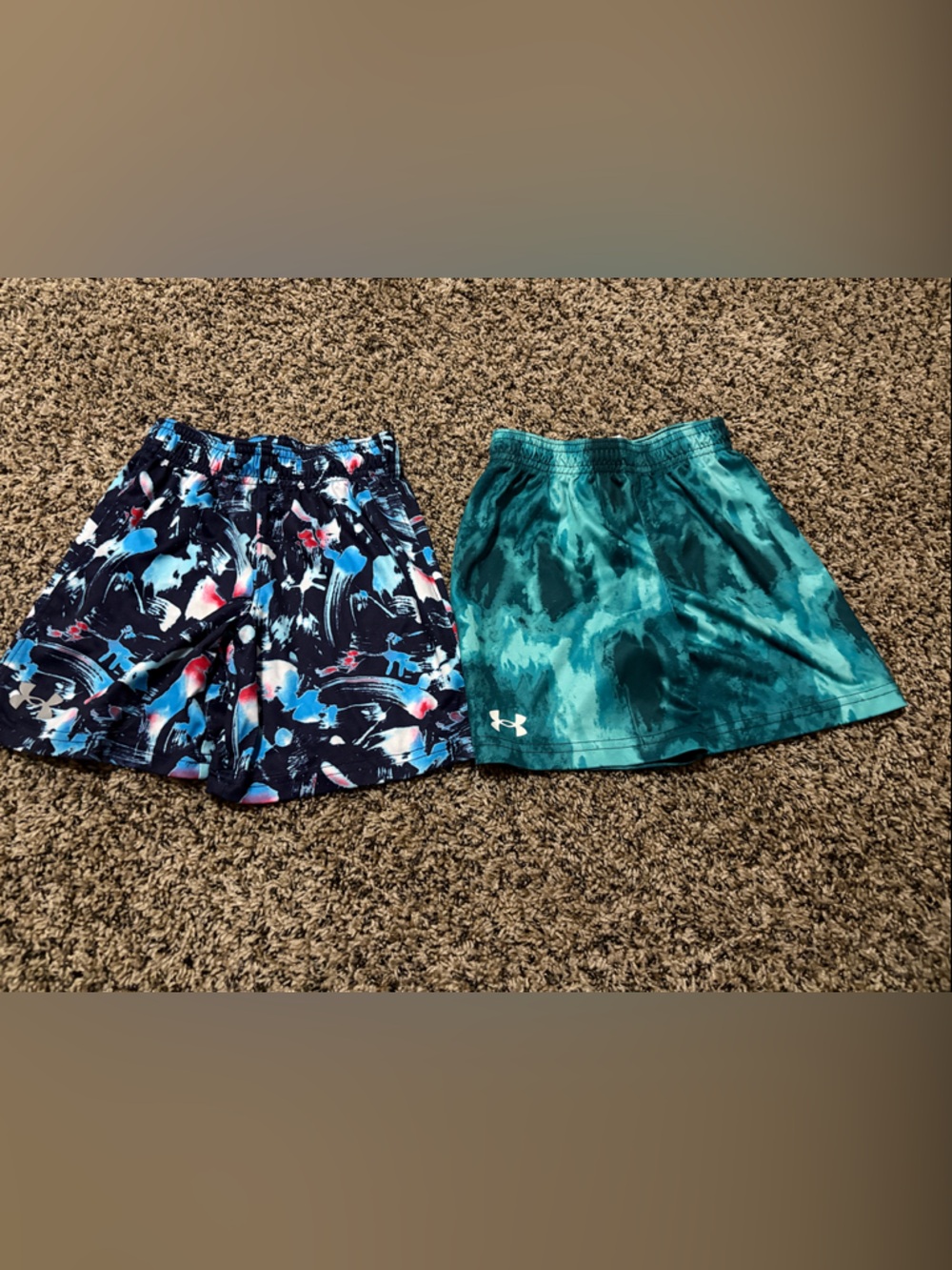 Under Armour Teal Athletic Shorts & Navy Floral Training Shorts